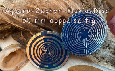 50 mm Disc - 2 Stück im Set - Chartes Labyrinth - Lakhovsky MWO Oszillator Antennen Design, doppelseitig, meeresblau, Zinn legiert, Kupfer unterlegt 50 mm Disc - 2 Stück im Set - Chartes Labyrinth - Lakhovsky MWO Oszillator Antennen Design, doppelseitig, meeresblau, Zinn legiert, Kupfer unterlegt