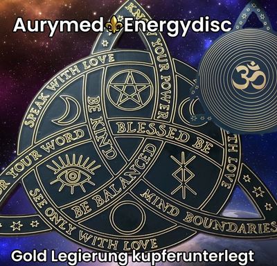 100 mm Disc - Wicca Mystik Scheibe mit der Bifilar Spule (fermatsche Antenne), beideitig, Gold legiert, Kupfer unterlegt, nachtschwarz 100 mm Disc - Wicca Mystik Scheibe mit der Bifilar Spule (fermatsche Antenne), beideitig, Gold legiert, Kupfer unterlegt, nachtschwarz