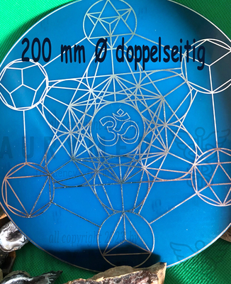 200 mm Disc - Metatron mit seinen platonischen Körpern vereint mit der Lakhovsky MWO Schwingkreis Antenne Ozillator, doppelseitig, Zinn Legierung,Kupfer unterlegt, blau 200 mm Disc - Metatron mit seinen platonischen Körpern vereint mit der Lakhovsky MWO Schwingkreis Antenne Ozillator, doppelseitig, Zinn Legierung,Kupfer unterlegt, blau
