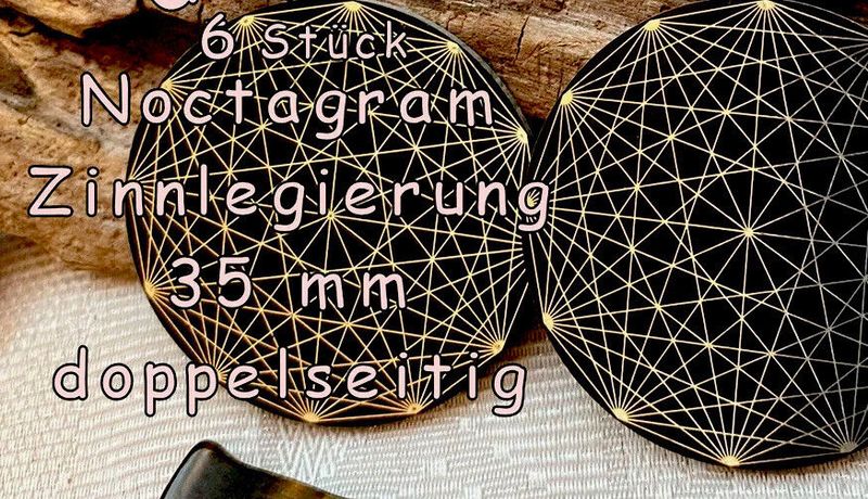 35 mm Disc - 6-er Set - Dodecagram 12-er Stern, doppelseitig, Zinn legiert, Kupfer unterlegt, nachtschwarz 35 mm Disc - 6-er Set - Dodecagram 12-er Stern, doppelseitig, Zinn legiert, Kupfer unterlegt, nachtschwarz