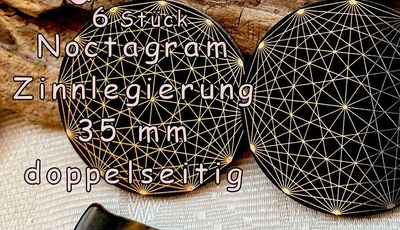 35 mm Disc - 6-er Set - Dodecagram 12-er Stern, doppelseitig, Zinn legiert, Kupfer unterlegt, nachtschwarz 35 mm Disc - 6-er Set - Dodecagram 12-er Stern, doppelseitig, Zinn legiert, Kupfer unterlegt, nachtschwarz