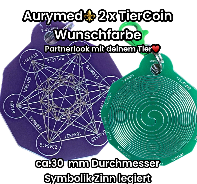 2 x Animal Tier Coin - Wunschfarben mit Zinn legiert 2 x Animal Tier Coin - Wunschfarben mit Zinn legiert