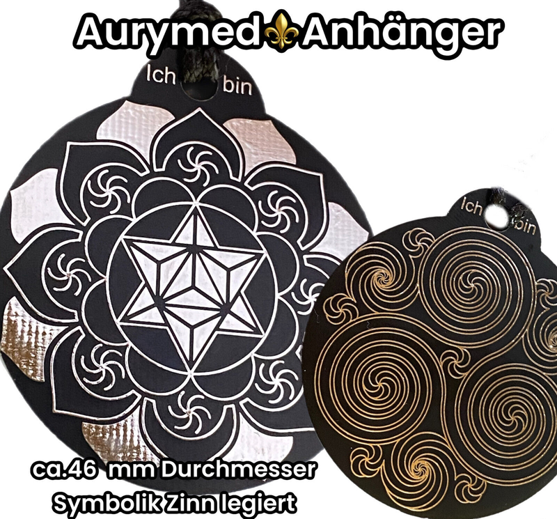 Amulette  - Ich bin - Merkaba - Triskele schwarz mit Zinn legiert ca. 48mmx52 mm