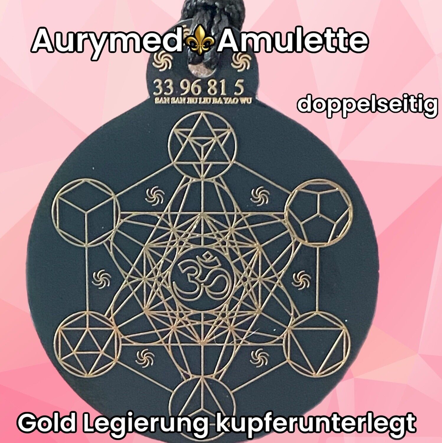 Anhänger Metatron schwarz, Gold legiert ca. 52 mm x 62 mm