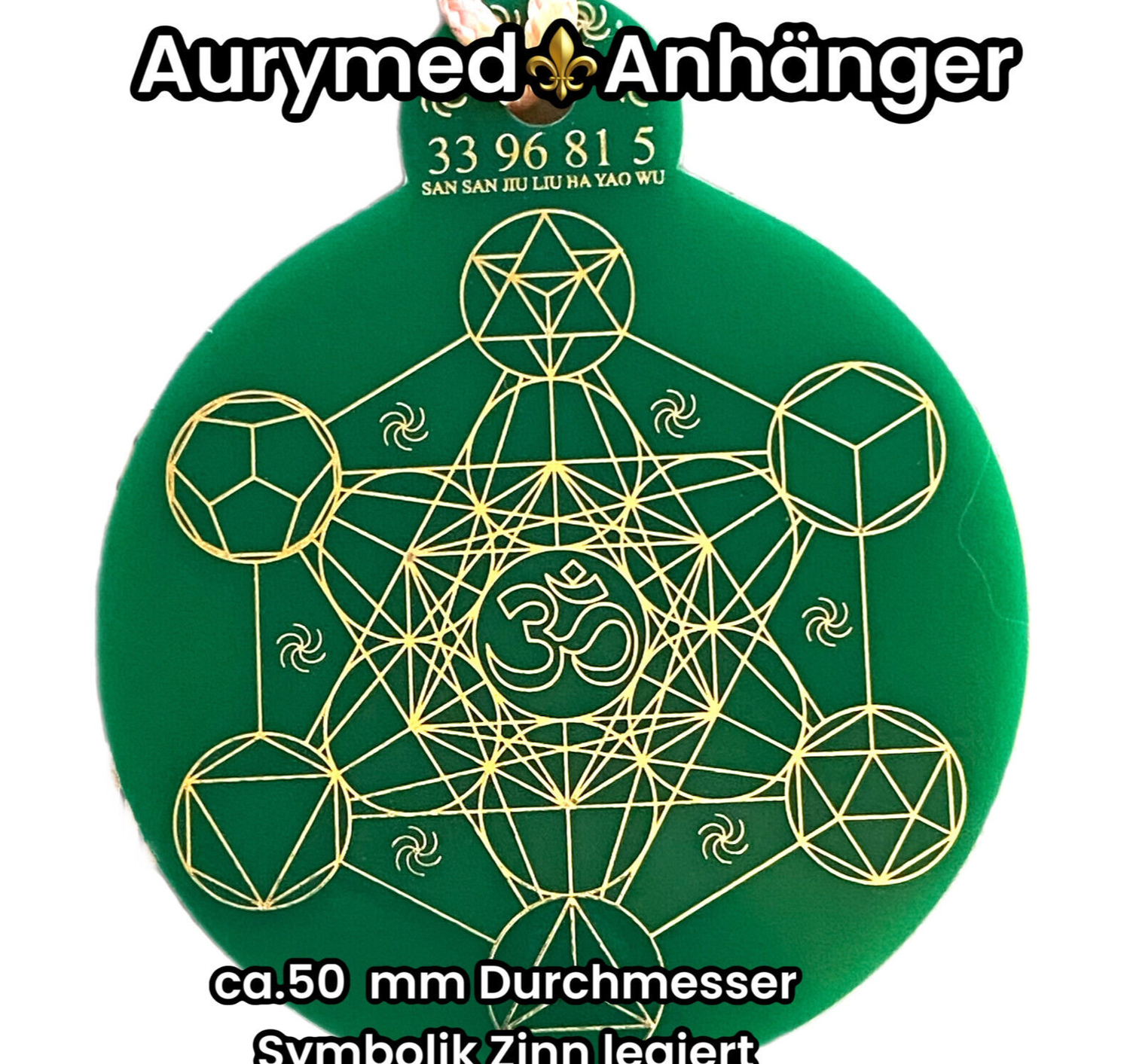 Anhänger Metatron waldgrün, Zinn legiert ca. 52 mm x 62 mm