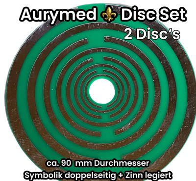 90 mm - 2 x Disc + ohne PLA Halter - Lakhovsky Antenne MWO Schwingkreis Oszillator Design, doppelseitig, Zinn legiert, Kupfer unterlegt, grün 90 mm - 2 x Disc + ohne PLA Halter - Lakhovsky Antenne MWO Schwingkreis Oszillator Design, doppelseitig, Zinn legiert, Kupfer unterlegt, grün