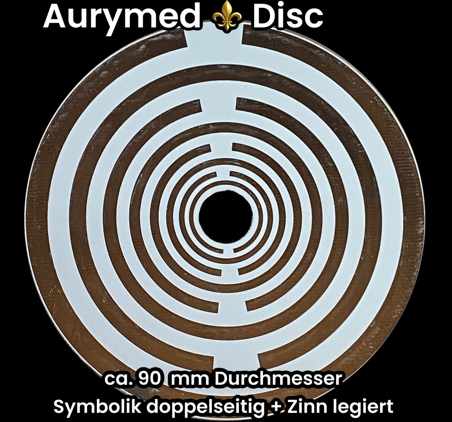 90 mm - 1 x Disc + ohne PLA Halter - Lakhovsky Antenne MWO Schwingkreis Oszillator Design, doppelseitig, Zinn legiert, Kupfer unterlegt, weiß
