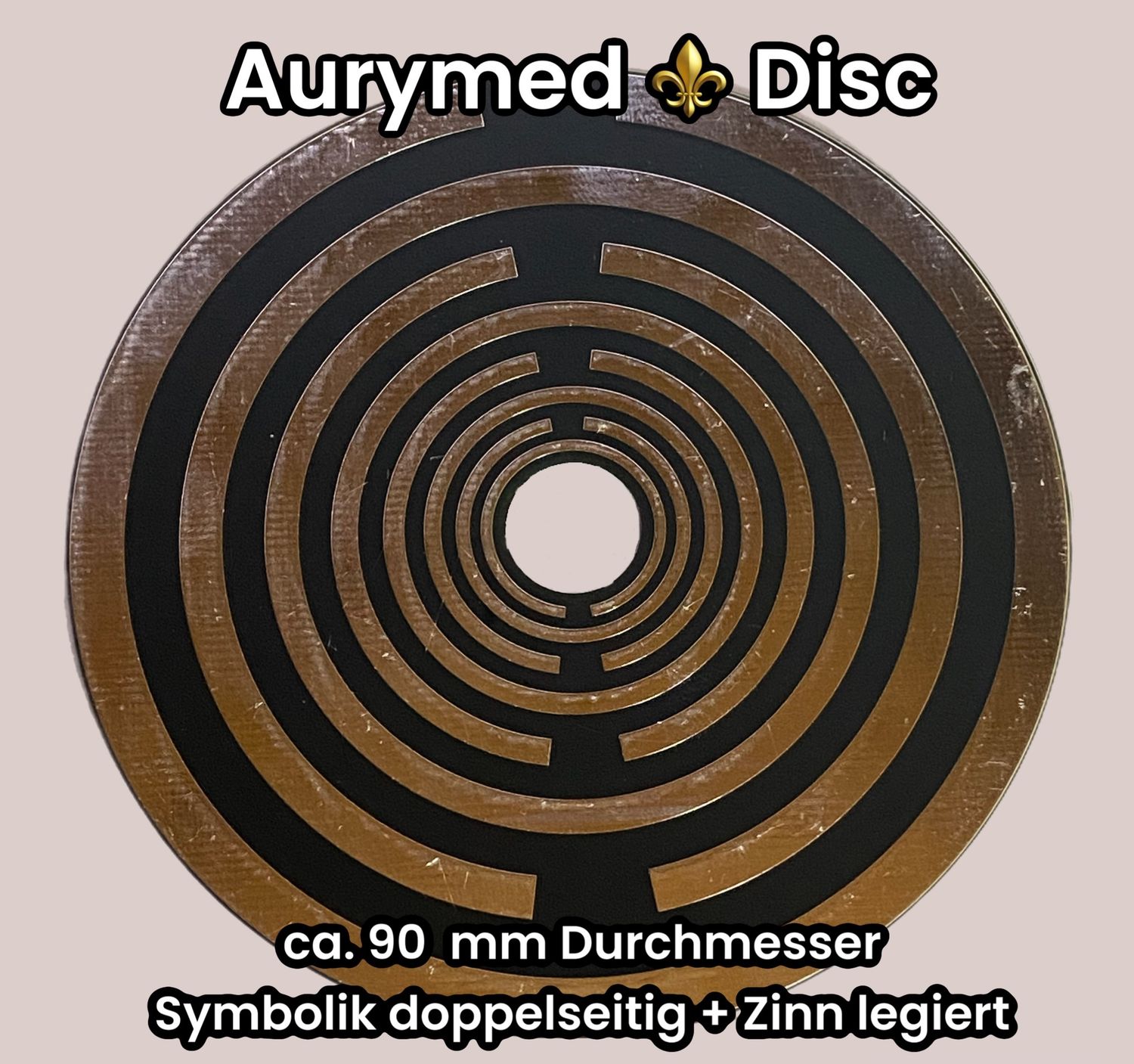 90 mm Disc - 1 Stück - Lakhovsky Antenne MWO Schwingkreis Oszillator Design, doppelseitig, 12 mm Loch mittig, Zinn legiert, Kupfer unterlegt, schwarz