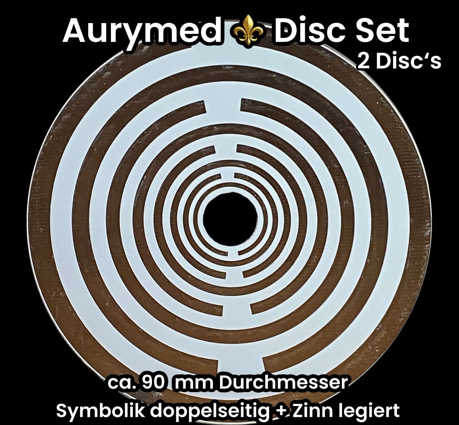 90 mm - 2 x Disc + ohne PLA Halter - Lakhovsky Antenne MWO Schwingkreis Oszillator Design, doppelseitig, Zinn legiert, Kupfer unterlegt, grün