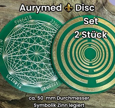 48 mm Disc - 2 Stück - Dodecagram - Lakhovsky MWO Oszillator Antennen Design, doppelseitig, grün, Zinn legiert, Kupfer unterlegt 48 mm Disc - 2 Stück - Dodecagram - Lakhovsky MWO Oszillator Antennen Design, doppelseitig, grün, Zinn legiert, Kupfer unterlegt