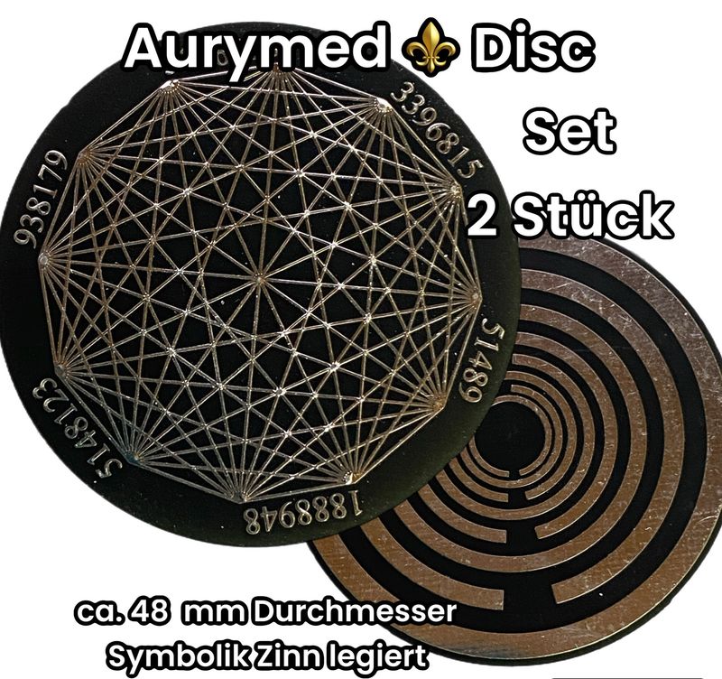 48 mm Disc - 2 Stück - Dodecagram - Lakhovsky MWO Oszillator Antennen Design, doppelseitig, schwarz, Zinn legiert, Kupfer unterlegt 48 mm Disc - 2 Stück - Dodecagram - Lakhovsky MWO Oszillator Antennen Design, doppelseitig, schwarz, Zinn legiert, Kupfer unterlegt