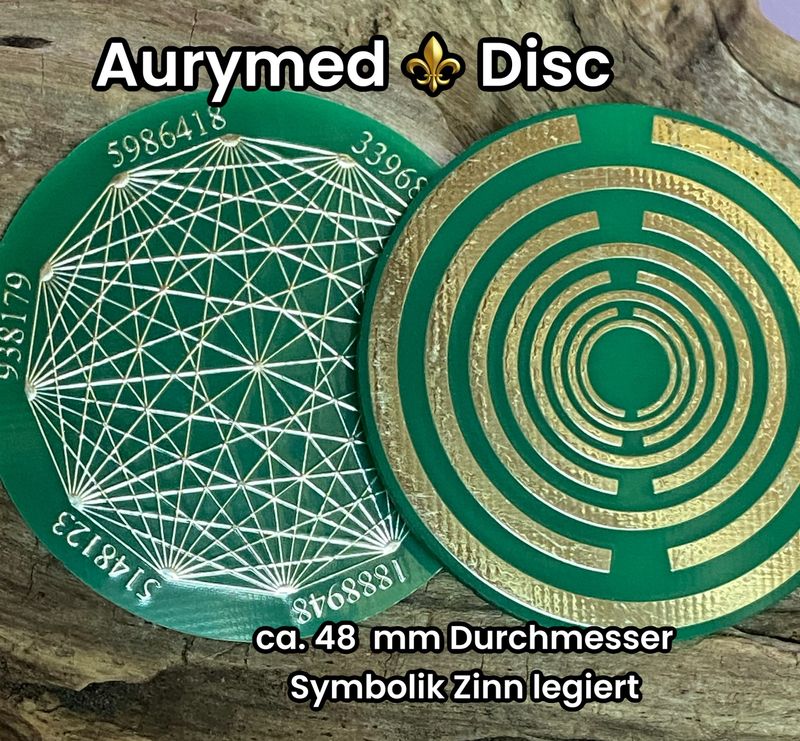 48 mm Disc - 1 Stück - Dodecagram - Lakhovsky MWO Oszillator Antennen Design, doppelseitig, grün, Zinn legiert, Kupfer unterlegt 48 mm Disc - 1 Stück - Dodecagram - Lakhovsky MWO Oszillator Antennen Design, doppelseitig, grün, Zinn legiert, Kupfer unterlegt