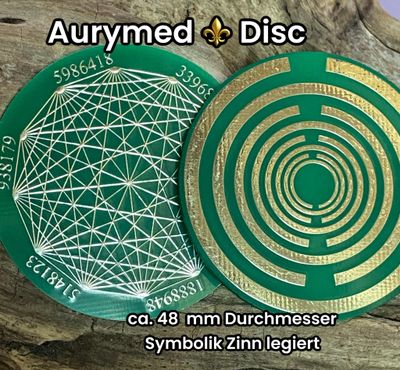 48 mm Disc - 1 Stück - Dodecagram - Lakhovsky MWO Oszillator Antennen Design, doppelseitig, grün, Zinn legiert, Kupfer unterlegt 48 mm Disc - 1 Stück - Dodecagram - Lakhovsky MWO Oszillator Antennen Design, doppelseitig, grün, Zinn legiert, Kupfer unterlegt
