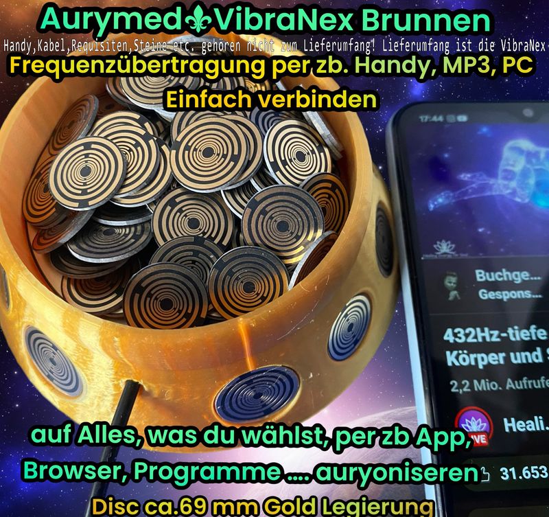 69 mm VibraNex Brunnen - silk golden, Oberflächensymbolik gold legiert 69 mm VibraNex Brunnen - silk golden, Oberflächensymbolik gold legiert