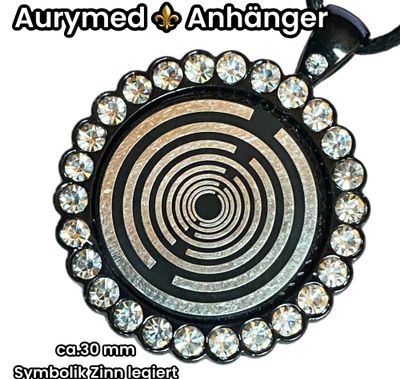 Amulette - Glamour, Strassteine, Symbol Lakhovsky MWO Antenne (stromlos) als nachtschwarzer ca. 25 mm großer Coin mit Zinnlegierung in eine schwarze Fassung eingearbeitet, Coin Kupfer unterlegt Amulette - Glamour, Strassteine, Symbol Lakhovsky MWO Antenne (stromlos) als nachtschwarzer ca. 25 mm großer Coin mit Zinnlegierung in eine schwarze Fassung eingearbeitet, Coin Kupfer unterlegt