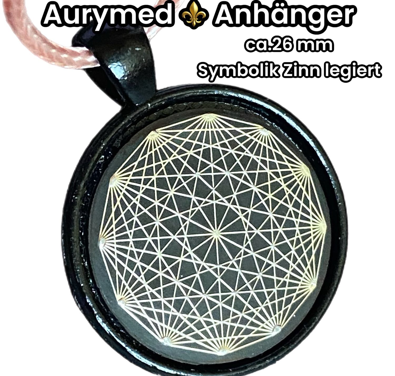 Amulette - schwarz, Dodecagram, Disc in schwarz, ca.25 mm Durchmesser, Disc Symbol Zinn legiert, Kupfer unterlegt