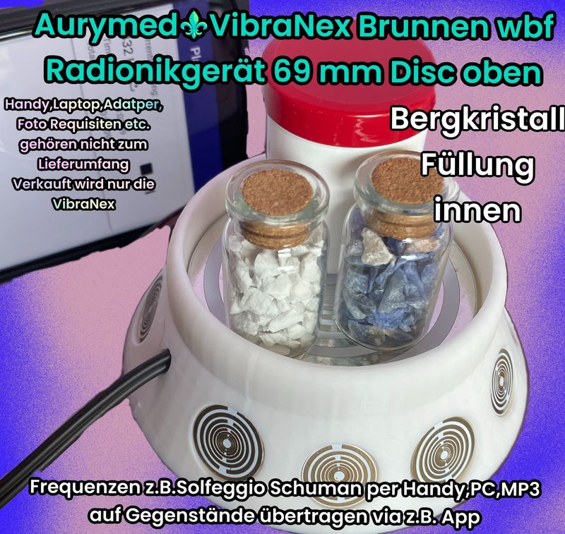 69 mm VibraNex Brunnen, 1 farbig, Oberflächensymbolik Zinn legiert, Füllung Bergkristall 69 mm VibraNex Brunnen, 1 farbig, Oberflächensymbolik Zinn legiert, Füllung Bergkristall