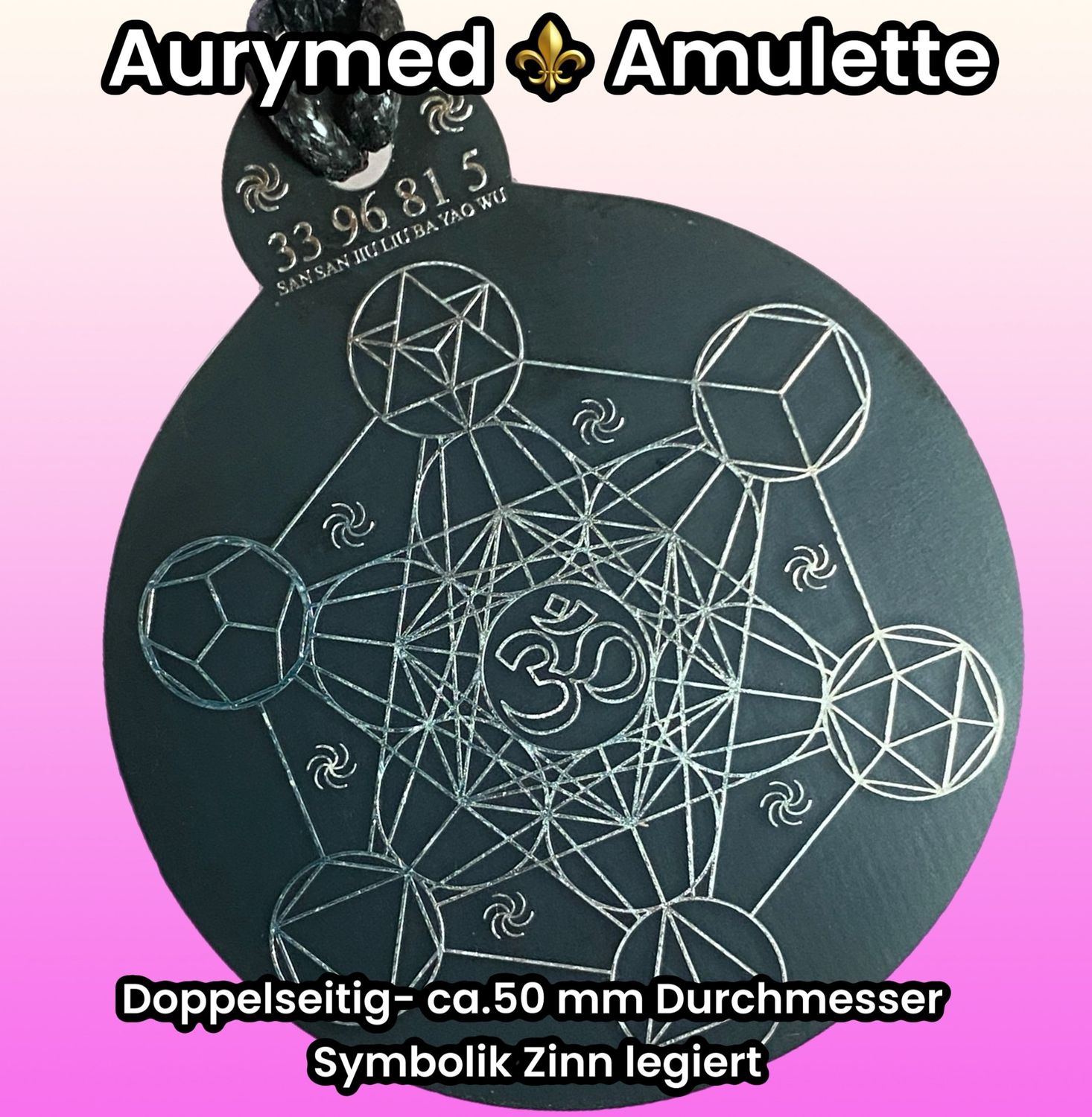 Anhänger Metatron schwarz, Zinn legiert ca. 52 mm x 62 mm