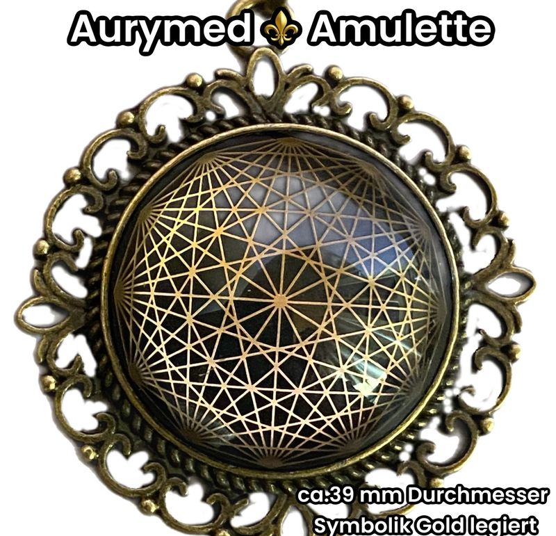 Amulette - bronzefarbend, Dodecagram 12-er Stern, Disc in schwarz mit ca.25 mm Durchmesser, Disc Symbol gold legiert, Kupfer unterlegt Amulette - bronzefarbend, Dodecagram 12-er Stern, Disc in schwarz mit ca.25 mm Durchmesser, Disc Symbol gold legiert, Kupfer unterlegt