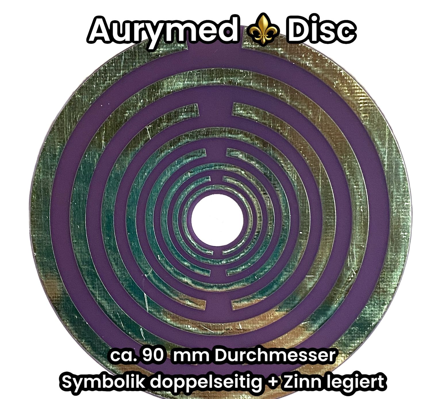 90 mm Disc - 1 Stück - Lakhovsky Antenne MWO Schwingkreis Oszillator Design, doppelseitig, Zinn legiert, Kupfer unterlegt, flieder lila