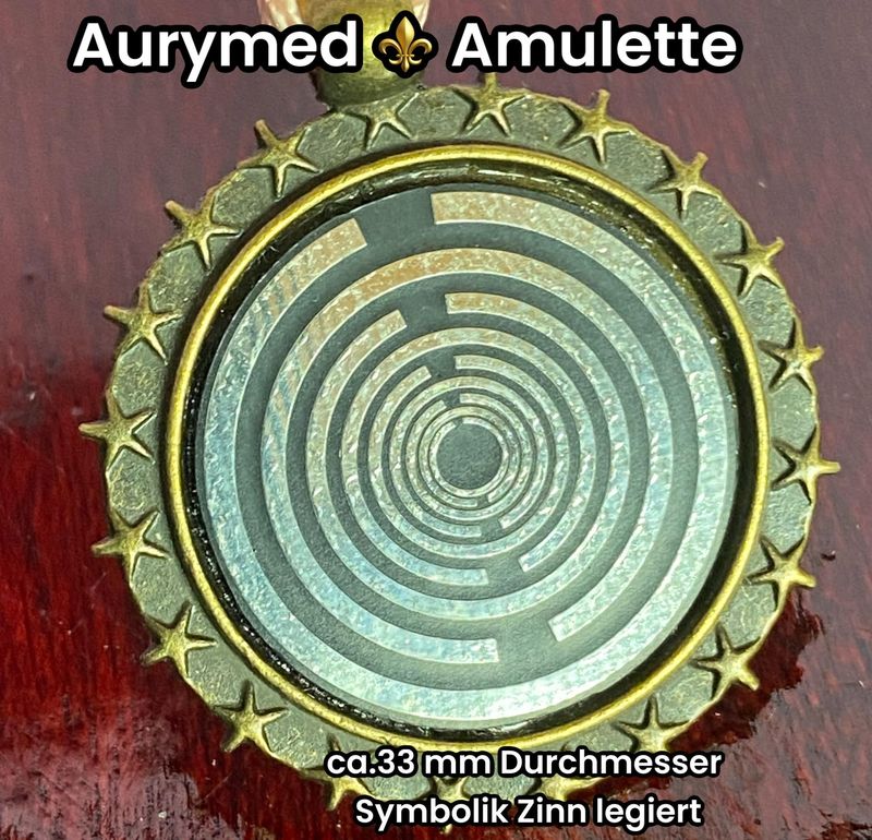 Amulette - bronzefarbend, Lakhovsyk Symbol, Disc in schwarz, Disc Symbol Zinn legiert, Kupfer unterlegt Amulette - bronzefarbend, Lakhovsyk Symbol, Disc in schwarz, Disc Symbol Zinn legiert, Kupfer unterlegt