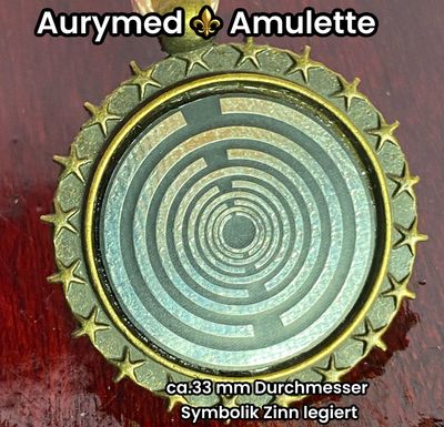 Amulette - bronzefarbend, Lakhovsyk Symbol, Disc in schwarz, Disc Symbol Zinn legiert, Kupfer unterlegt