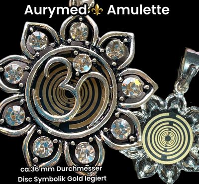 Amulette - Lotus Glitzer - Lakhovsyk MWO Symbol Antenne (stromlos) als nachtschwarzer Coin mit Gold Legierung  eingearbeitet, Kupfer unterlegt