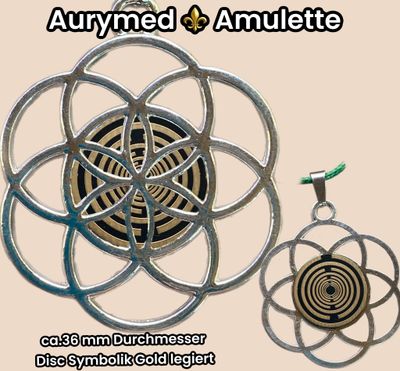 Amulette - Samen des Lebens - Lakhovsyk MWO Symbol Antenne (stromlos) als nachtschwarzer Coin mit Gold Legierung eingearbeitet, Kupfer unterlegt Amulette - Samen des Lebens - Lakhovsyk MWO Symbol Antenne (stromlos) als nachtschwarzer Coin mit Gold Legierung eingearbeitet, Kupfer unterlegt