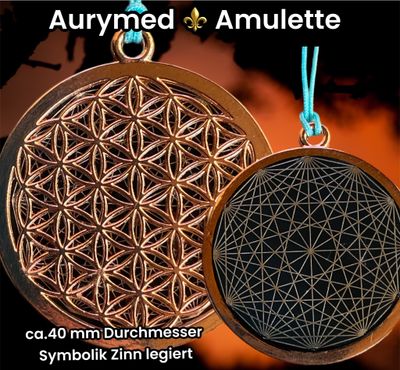 Amulette -Blume des Lebens, Dodecagram als nachtschwarzer 35 mm Coin mit Gold Legierung eingearbeitet Amulette -Blume des Lebens, Dodecagram als nachtschwarzer 35 mm Coin mit Gold Legierung eingearbeitet