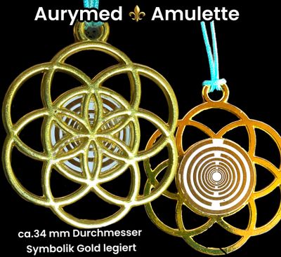 Amulette - Samen des Lebens - Lakhovsyk - Triskele als weisser Coin mit Gold Legierung eingearbeitet Amulette - Samen des Lebens - Lakhovsyk - Triskele als weisser Coin mit Gold Legierung eingearbeitet