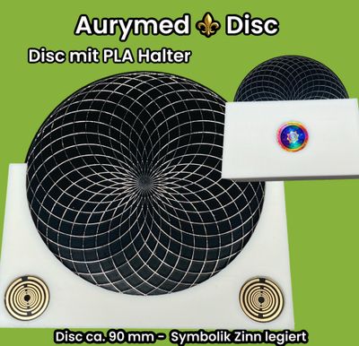 90 mm - 1 x Disc + 1x PLA Halter -Torus Design, doppelseitig, Zinn legiert, Kupfer unterlegt, schwarz 90 mm - 1 x Disc + 1x PLA Halter -Torus Design, doppelseitig, Zinn legiert, Kupfer unterlegt, schwarz