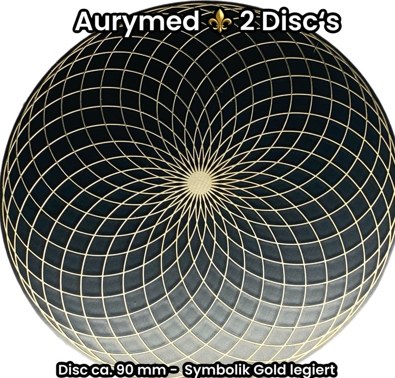 90 mm Disc - 2 Stück - Torus Feldwirbler, schwarz mit Gold Legierung, doppelseitig, Kupfer unterlegt 90 mm Disc - 2 Stück - Torus Feldwirbler, schwarz mit Gold Legierung, doppelseitig, Kupfer unterlegt