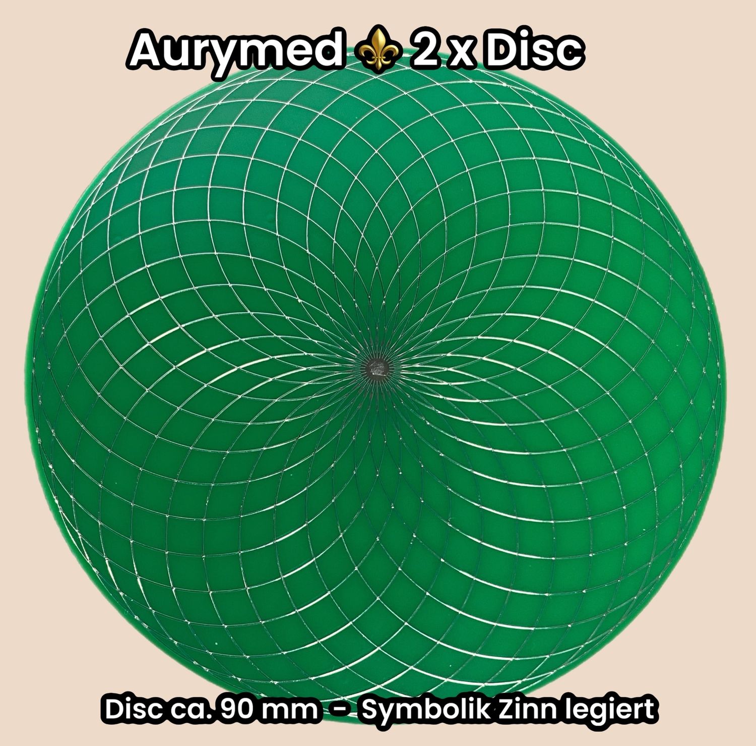 90 mm Disc - 2 Stück - Torus Feldwirbler, grün mit Zinn Legierung, doppelseitig, Kupfer unterlegt