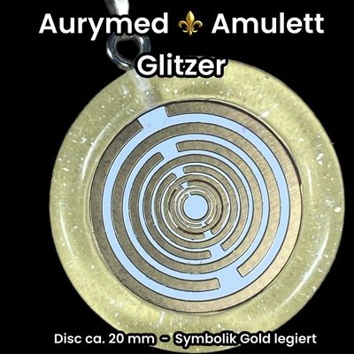 Anhänger - Resin mit Glitzer, Disc im Lakhovsky Antennen Design ca.18 mm Durchmesser, Disc Symbolik Gold legiert, Kupfer unterlegt, gelb Anhänger - Resin mit Glitzer, Disc im Lakhovsky Antennen Design ca.18 mm Durchmesser, Disc Symbolik Gold legiert, Kupfer unterlegt, gelb