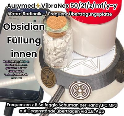 50 mm VibraNex UFO - 2 farbig, Oberflächenplatte Zinn legiert, Füllung Obsidian 50 mm VibraNex UFO - 2 farbig, Oberflächenplatte Zinn legiert, Füllung Obsidian