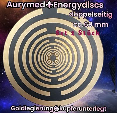 69 mm Disc - 2-er Set - MWO Lakhovsky Schwingkreis Antenne Ozillator, doppelseitig, Gold legiert, Kupfer unterlegt, nachtschwarz 69 mm Disc - 2-er Set - MWO Lakhovsky Schwingkreis Antenne Ozillator, doppelseitig, Gold legiert, Kupfer unterlegt, nachtschwarz