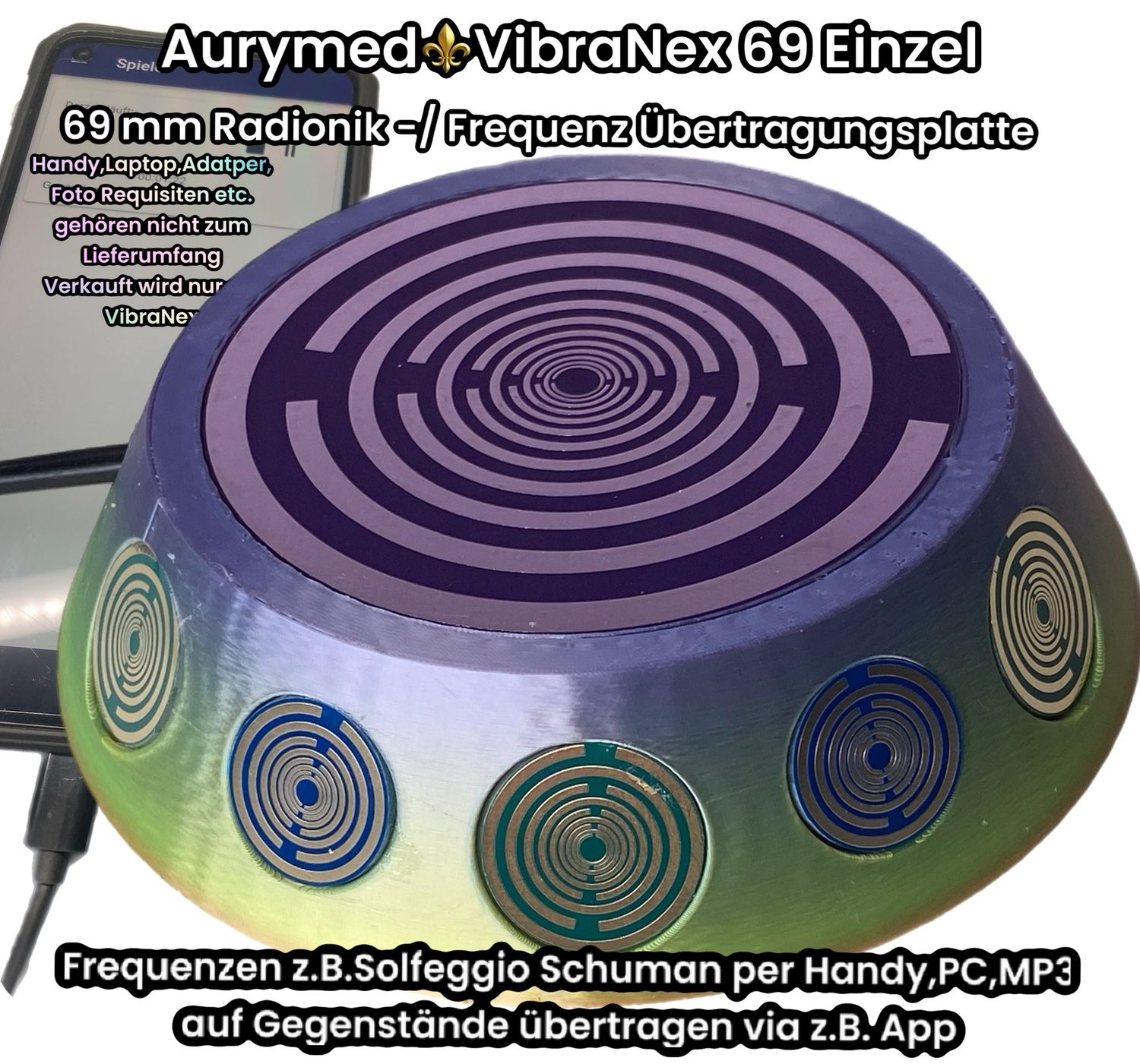 69 mm VibraNex UFO -  Einhorn glänzend, Oberflächenplatte Zinn legiert - EINZELSTÜCK
