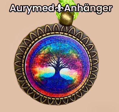 Amulette - bronzefarbend, Baum des Lebens, Disc in regenbogenfarbend mit ca.25 mm Durchmesser Amulette - bronzefarbend, Baum des Lebens, Disc in regenbogenfarbend mit ca.25 mm Durchmesser