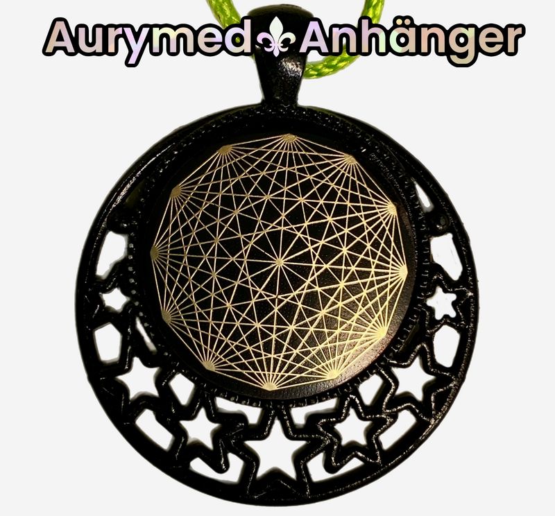 Amulette - schwarz, Dodecagram, Disc in schwarz, ca.25 mm Durchmesser, Disc Symbol GOLD legiert, Kupfer unterlegt Amulette - schwarz, Dodecagram, Disc in schwarz, ca.25 mm Durchmesser, Disc Symbol GOLD legiert, Kupfer unterlegt