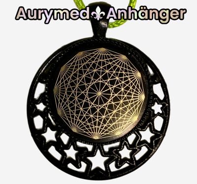 Amulette - schwarz, Dodecagram, Disc in schwarz, ca.25 mm Durchmesser, Disc Symbol GOLD legiert, Kupfer unterlegt Amulette - schwarz, Dodecagram, Disc in schwarz, ca.25 mm Durchmesser, Disc Symbol GOLD legiert, Kupfer unterlegt