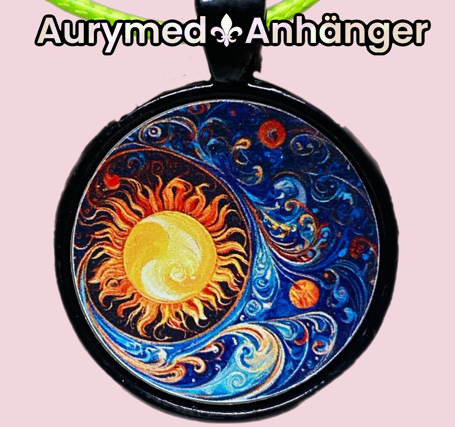 Amulette - schwarz, Himmel, Disc ca.25 mm Durchmesser,