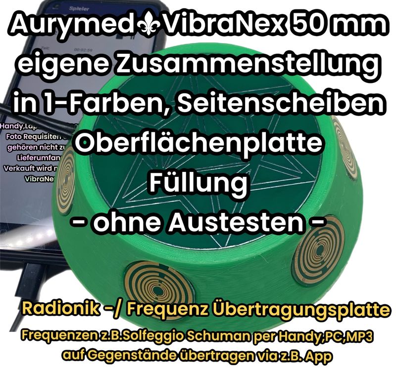 50 mm VibraNex mit Seitenscheiben, 1 farbig PLA Gehäuse - eigene Zusammenstellung von Oberflächenplatte, Seitenscheiben, Unterscheiben, Gehäusefarbe