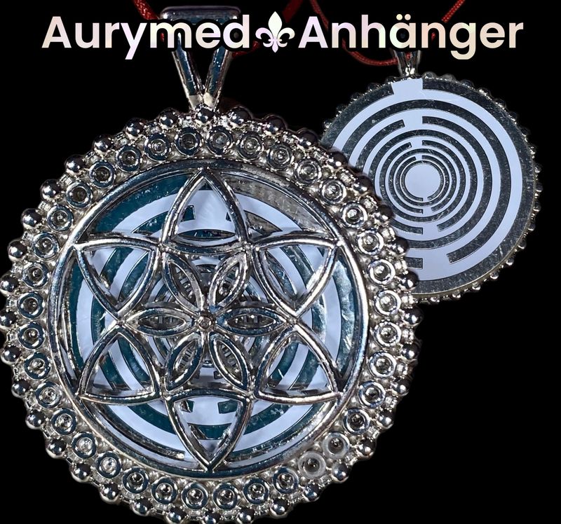 Amulette - Lakhovsky MWO als weisser ca. 35 mm großer Coin mit Zinnlegierung in eine silberfarbende (kein Silber) Fassung eingearbeitet Amulette - Lakhovsky MWO als weisser ca. 35 mm großer Coin mit Zinnlegierung in eine silberfarbende (kein Silber) Fassung eingearbeitet