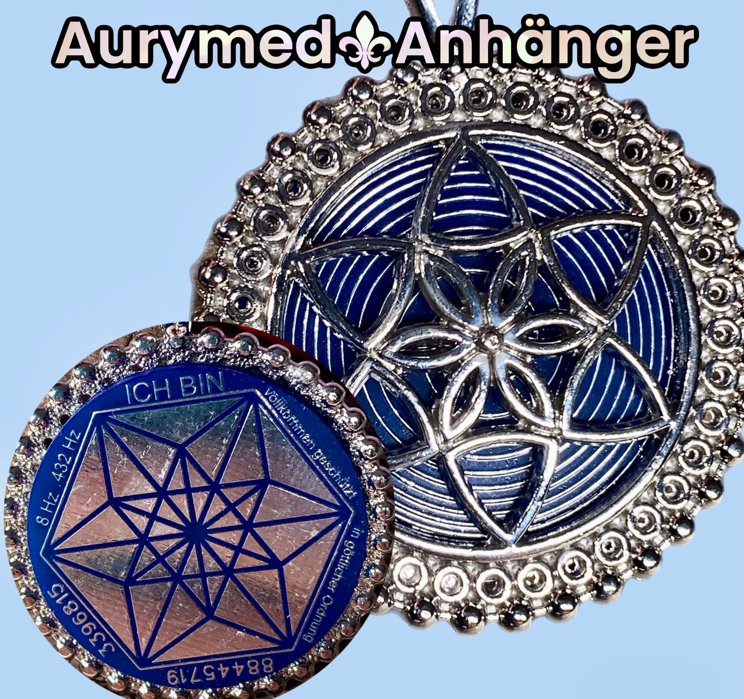 Amulette - Bifilar Spule - Vector Equilibrium ca. 35 mm großer Coin mit Zinnlegierung in eine silberfarbende (kein Silber) Fassung eingearbeitet