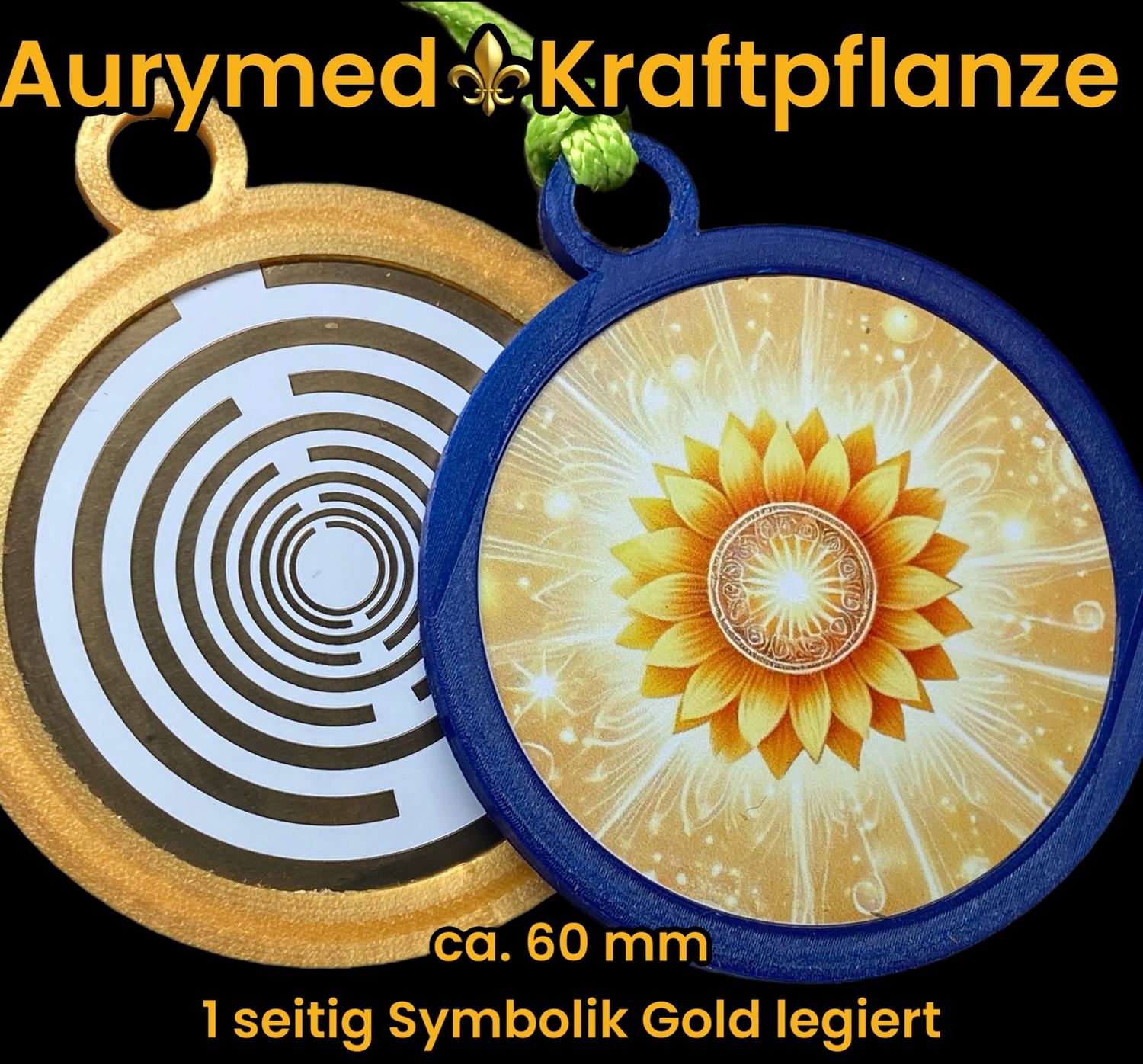 Anhänger Sonnenblume mit PLA Ring (Farbe wählbar)