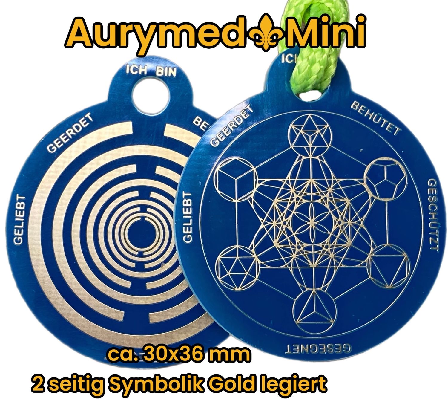 Anhänger Mini Serie rund- Lakhovsyk Antennen Symbol Design- Metatron und "Ich bin" Mantren