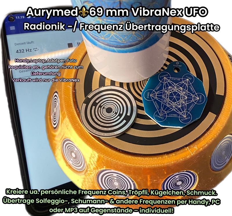 69 mm VibraNex UFO - silk golden, Oberflächenplatte gold legiert 69 mm VibraNex UFO - silk golden, Oberflächenplatte gold legiert
