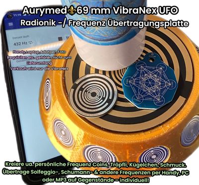 69 mm VibraNex UFO - silk golden, Oberflächenplatte gold legiert 69 mm VibraNex UFO - silk golden, Oberflächenplatte gold legiert
