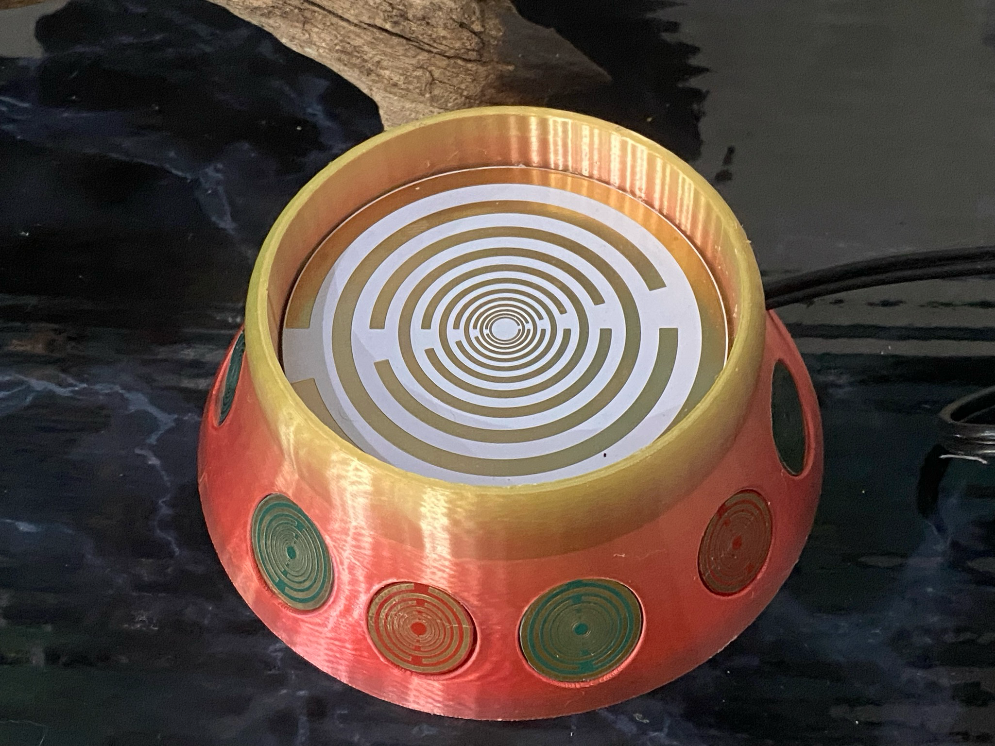 69 mm VibraNex Brunnen - Einhorn, Oberflächenplatte Zinn legiert - Einzelstück