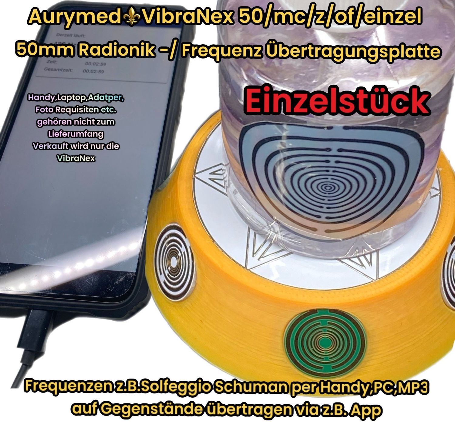 50 mm VibraNex UFO, Farbverlauf, Oberflächenplatte Zinn legiert - EINZELSTÜCK